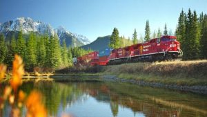 Canadian train in beautiful landscape